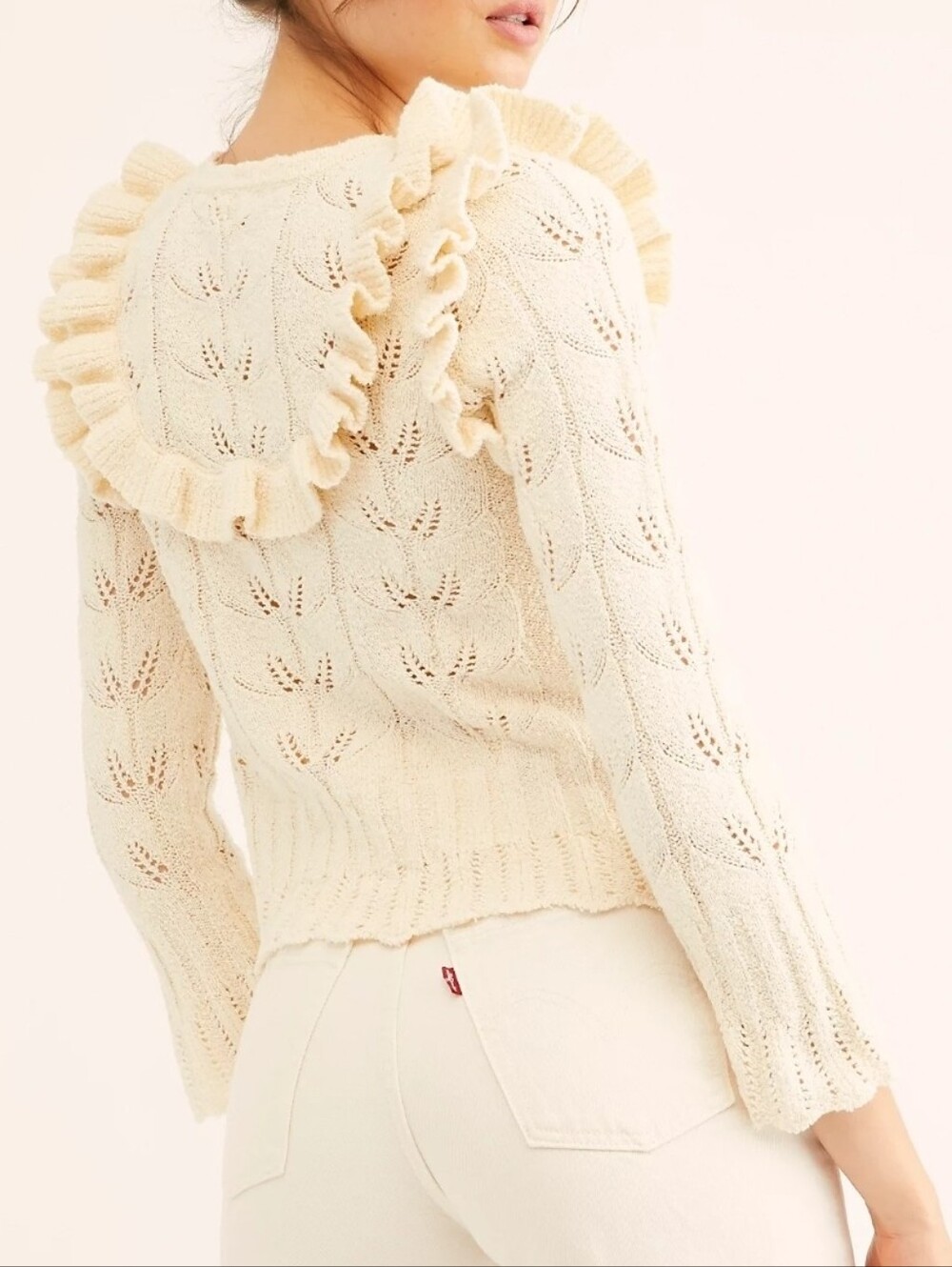 LoveShackFancy Warren Ruffle Cardigan Cream - Picture 2 of 7